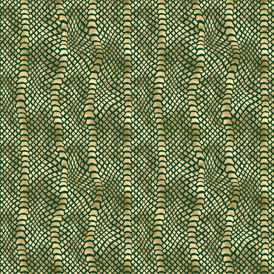 Gold Green Snake Skin Pattern Digital Art by Sweet Birdie Studio - Fine ...