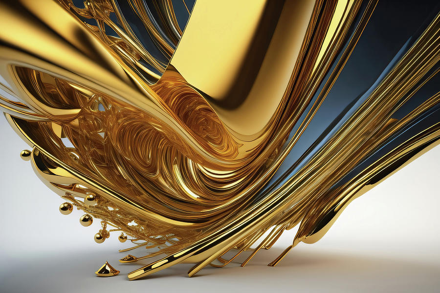 Gold Precious metal abstract 010 Digital Art by VR Vision Studios ...