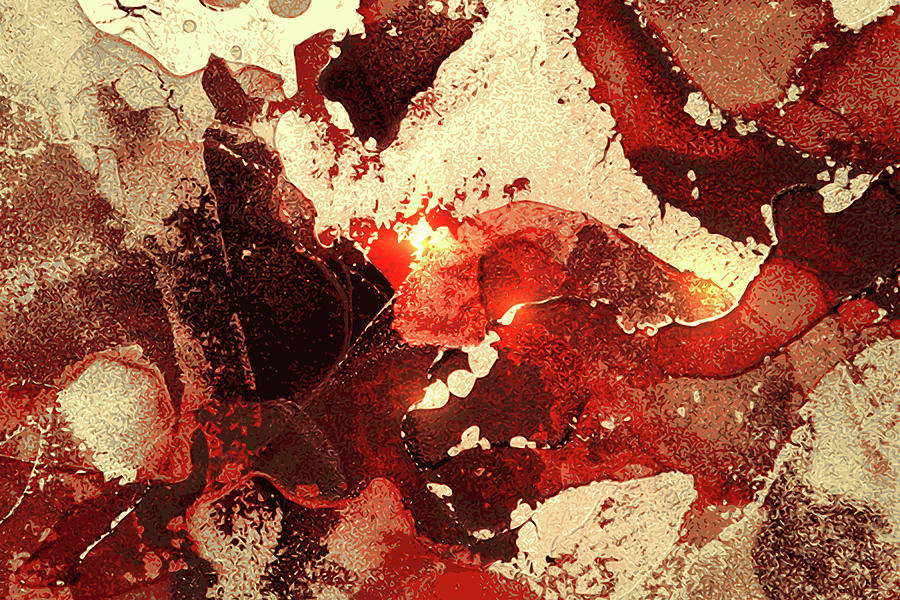 Abstract Drawing - Gold red and black shining abstract marble texture #1 by Julien