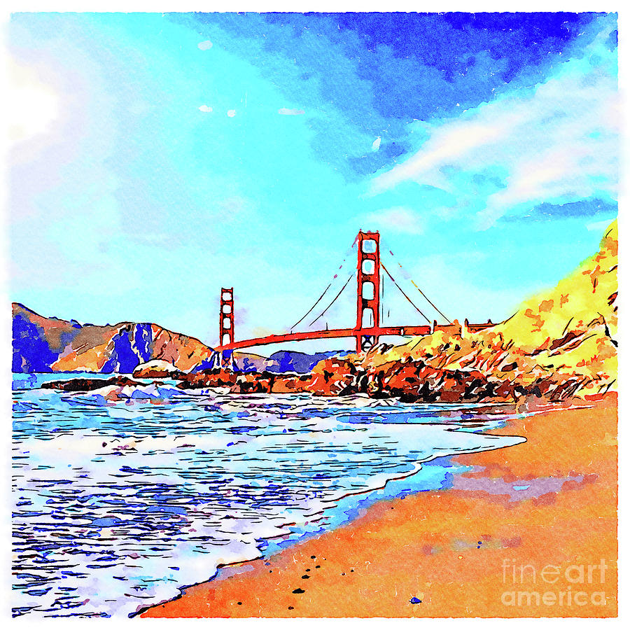 Golden Gate Bridge, San Francisco, Watercolor #1 Photograph by Colin and Linda McKie