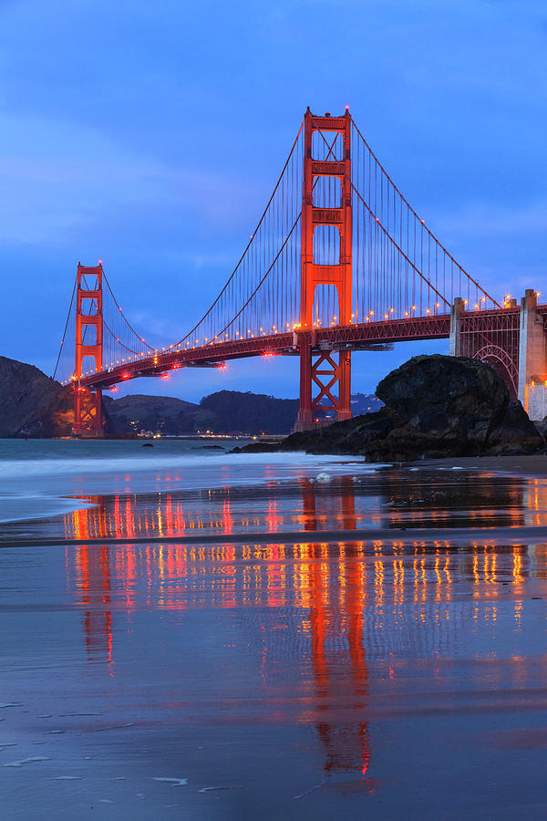 Golden Gate Bridge Photograph - Golden Gate Reflections #2 by Erick Castellon