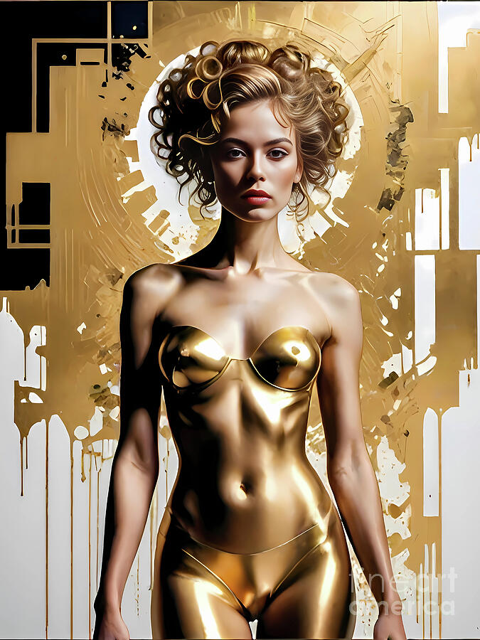 Abstract Digital Art - Golden Girl  #1 by Ingo Klotz