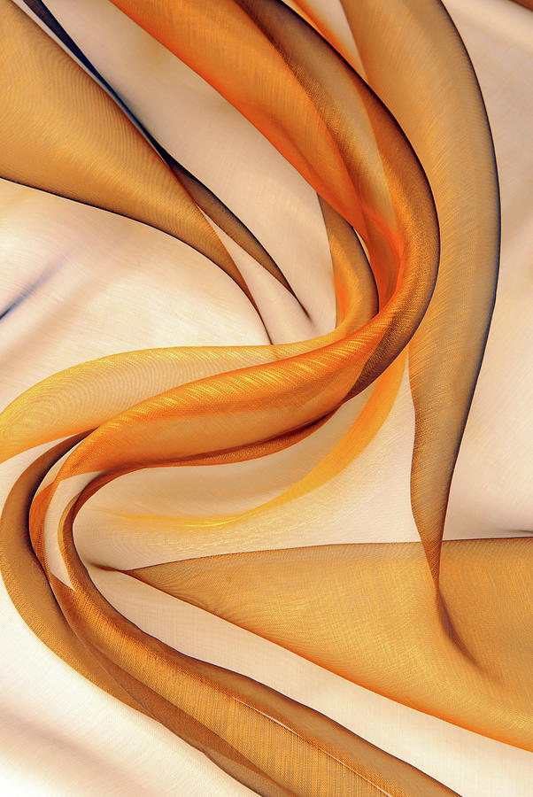 Golden Organza Fabric Wavy Texture #1 Photograph by Severija Kirilovaite