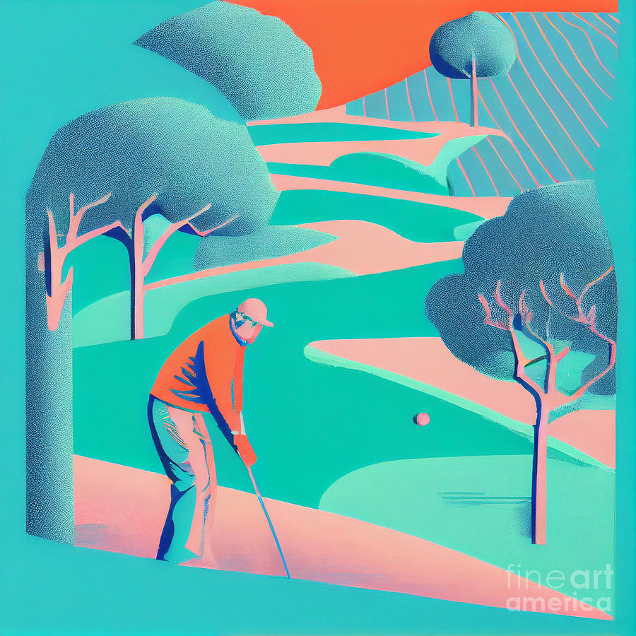 golf    art  by  david  hockney  by Asar Studios Digital Art