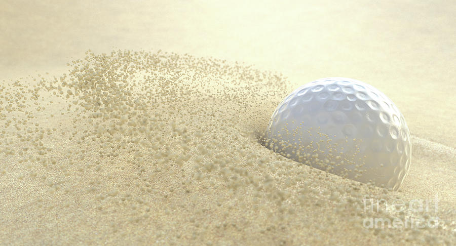 Golf Ball Hitting Bunker Sand Digital Art by Allan Swart - Pixels