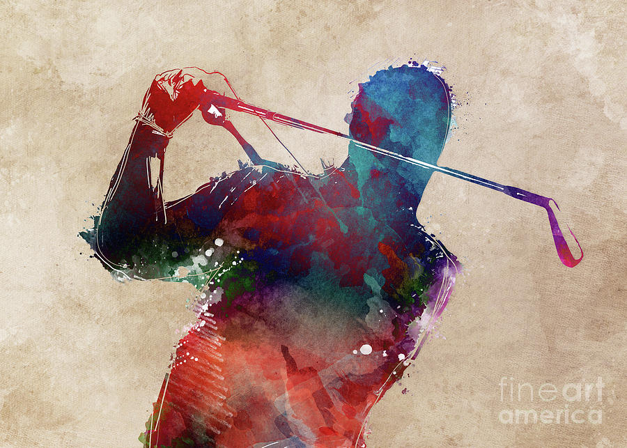 Golf Player Sport Art #1 Digital Art by Justyna Jaszke JBJart