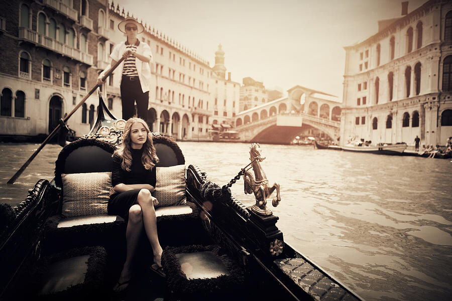 Gondola on the Grand Canal of Venice #1 Photograph by Mammuth