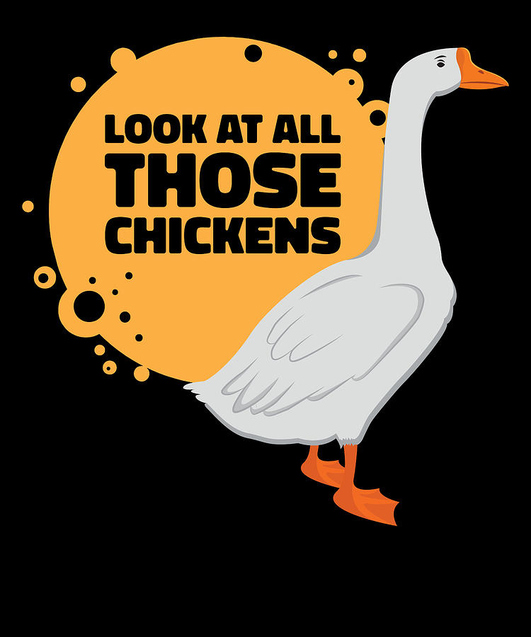 Goose Digital Art - Goose Chickens Farm Animal Cartoon Farmer #1 by Toms Tee Store