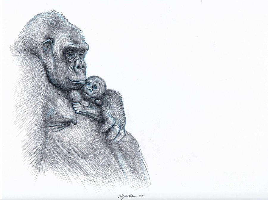 Gorilla reversible antique illustration  pendant