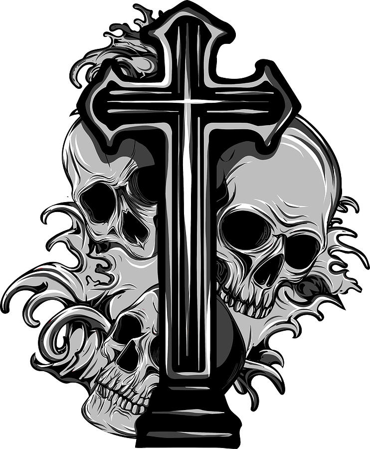 Gothic coat of arms with skull and Rosary, grunge vintage Digital Art ...