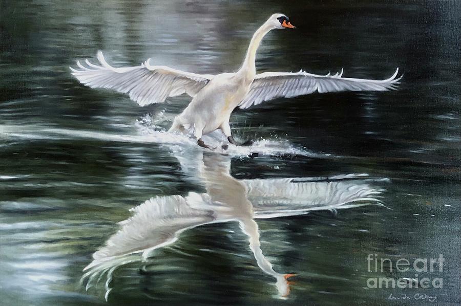 Swan Painting - Grace by Lucinda Coldrey
