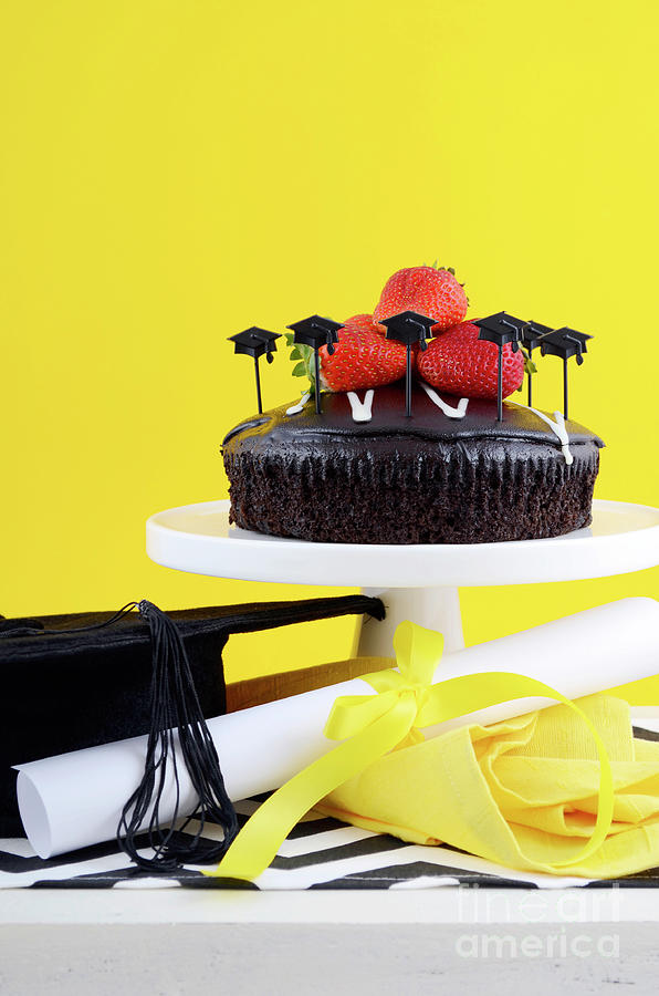 Cake Photograph - Graduation Day Party with Chocolate Cake.  #1 by Milleflore Images