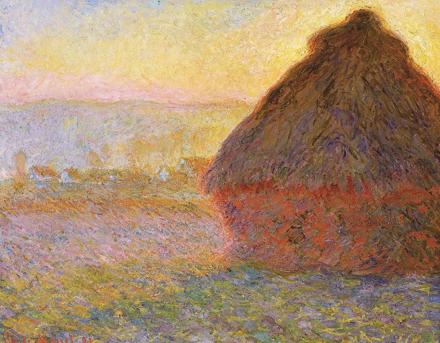 Grainstack  Sunset   #3 Painting by Claude Monet