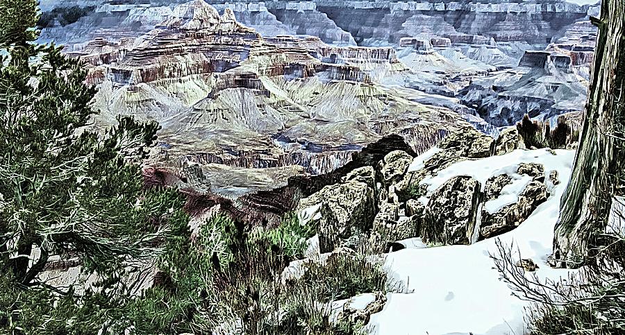 Grand Canyon Snow #1 Mixed Media by Bob Pardue