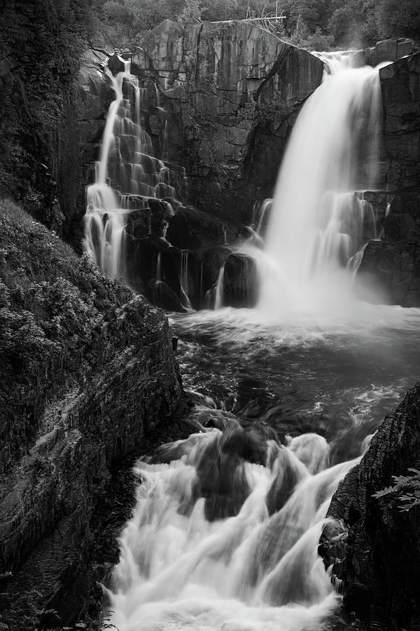 Grand Portage Waterfall Black And White #1 Photograph by Dan Sproul