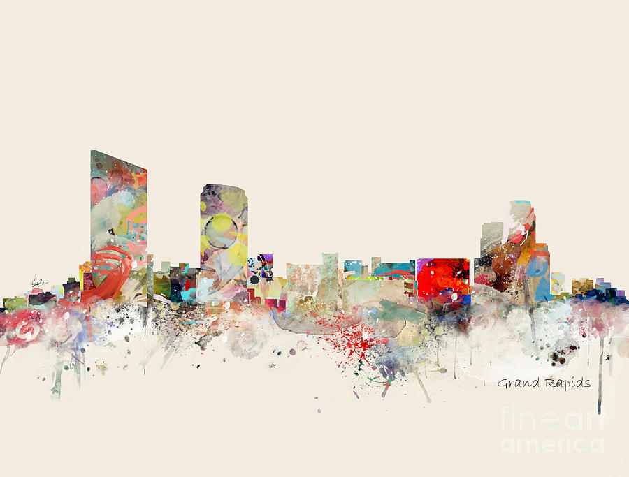 Grand Rapids Painting - Grand Rapids Skyline #1 by Bri Buckley