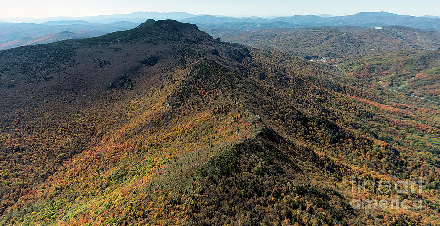 Grandfather Mountain State Park Aerial View During Peak Autumn C #1 Photograph by David Oppenheimer