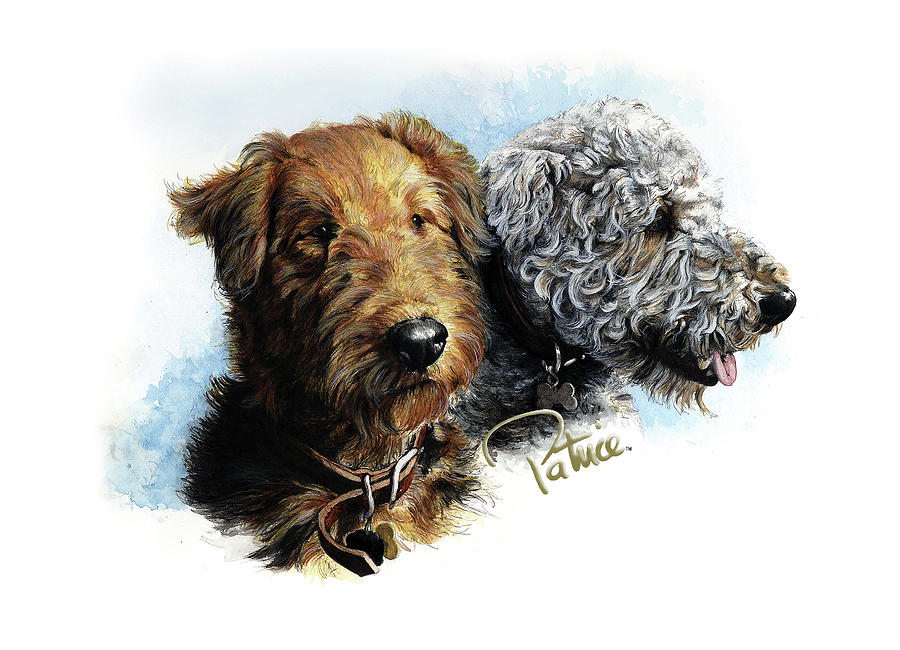 Airedales Painting by Patrice Clarkson