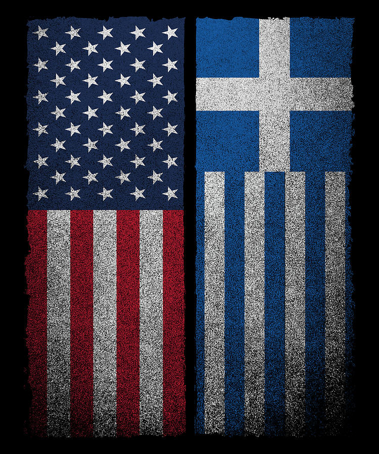 Greek American Flag Greece USA Apparel Digital Art by Michael S