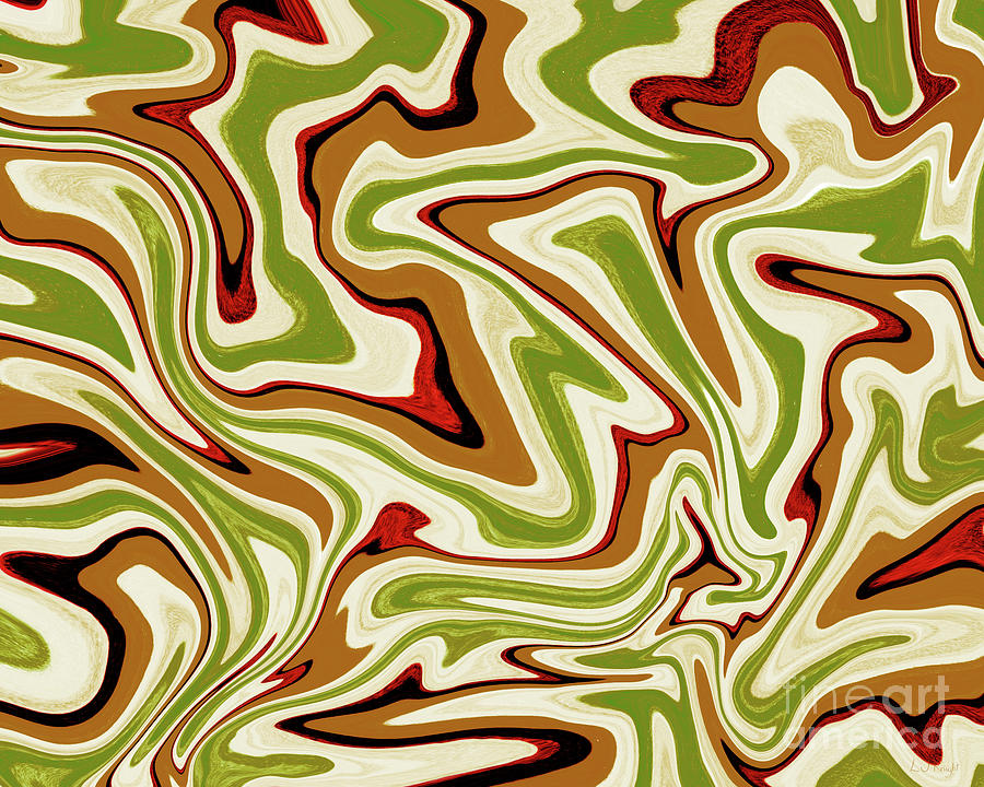 Green Abstract Digital Art - Green and Brown Liquid Abstract Painting #1 by LJ Knight