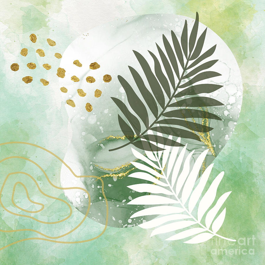 Green and Gold Abstract with popular Boho elements background #1 Photograph by Milleflore Images