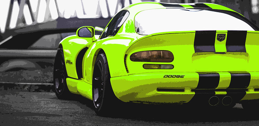 Viper Digital Art - Green Dodge Viper GTS #1 by Thespeedart