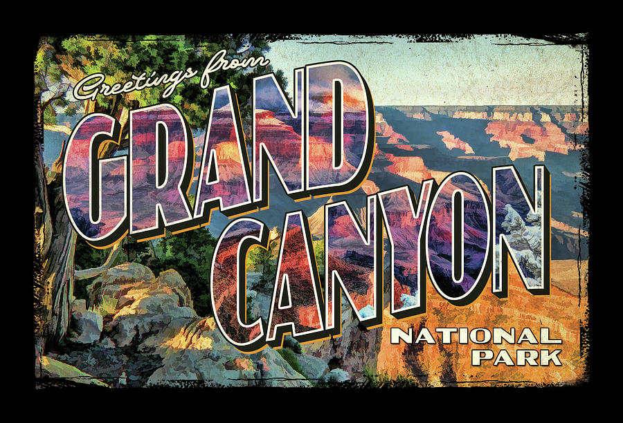 Greetings From Grand Canyon National Park #1 Painting by Christopher Arndt