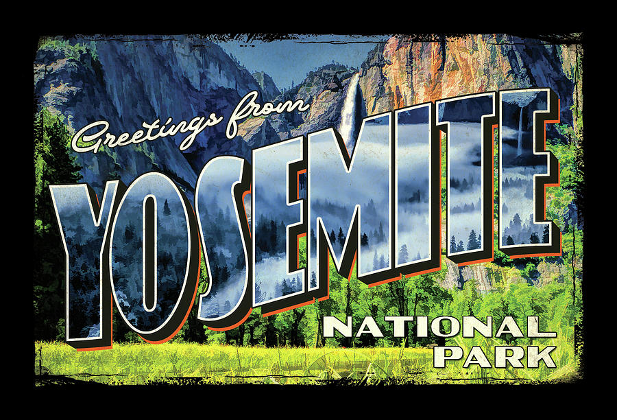 Greetings From Yosemite National Park #1 Painting by Christopher Arndt