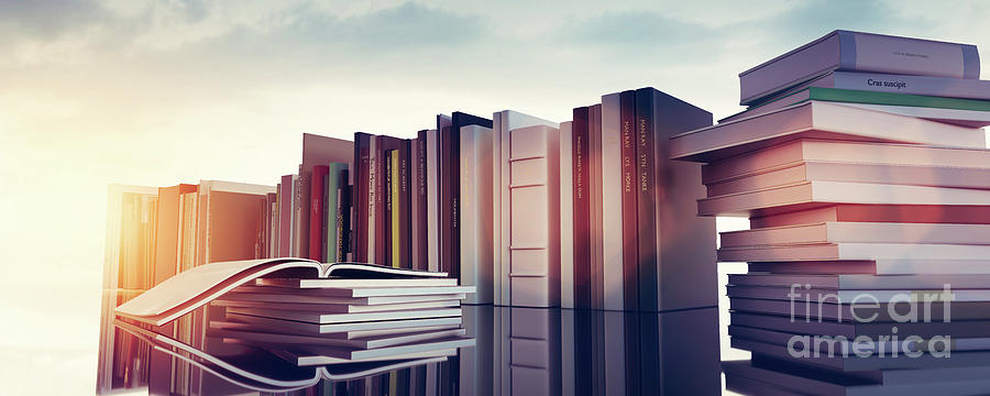 Group Of Books. Education, Back To School And Reading Concept. Photograph