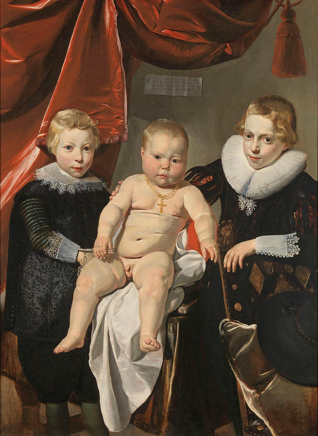 Group Portrait of Three Brothers #2 Painting by Thomas de Keyser