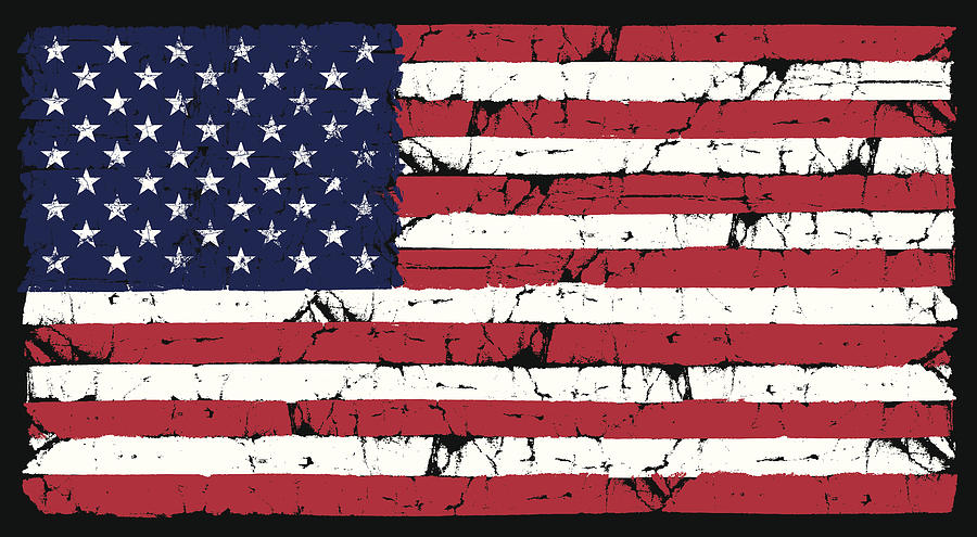 Grunge American Flag #1 Drawing by IntergalacticDesignStudio