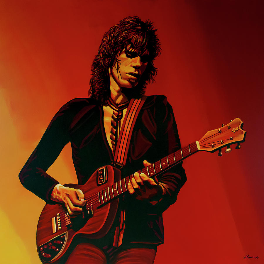 The Rolling Stones Painting - Guitarist Keith Painting #2 by Paul Meijering