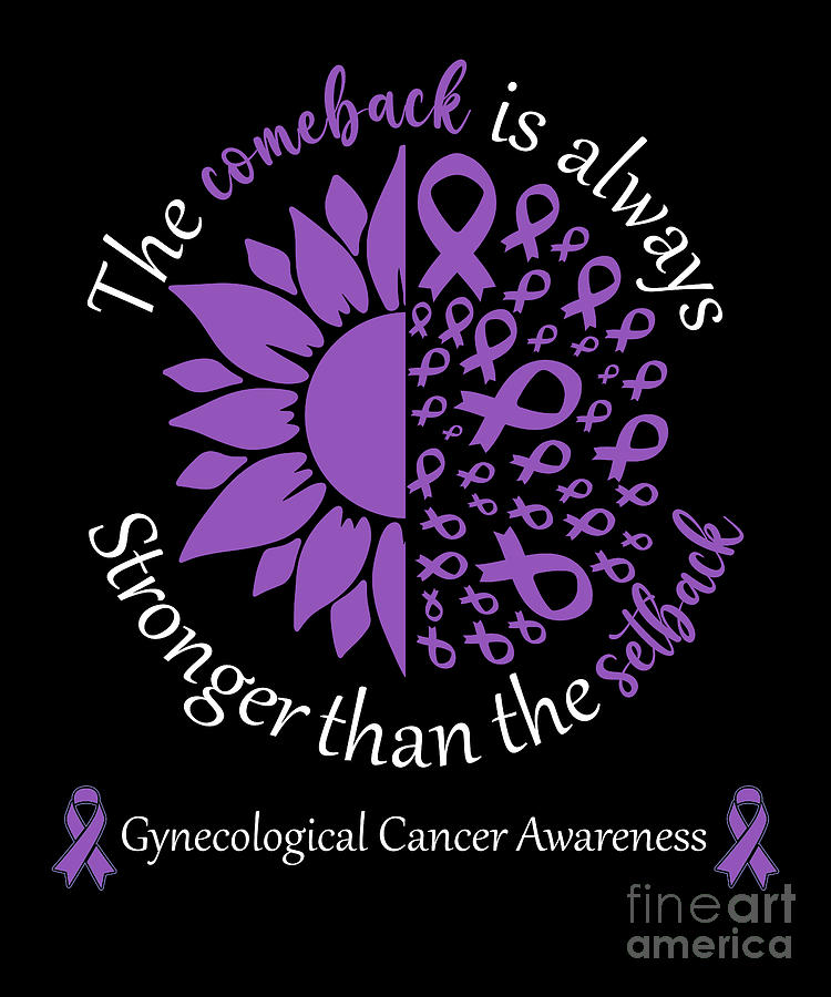 Gynecological Cancer Awareness Purple Ribbon Digital Art by Amusing