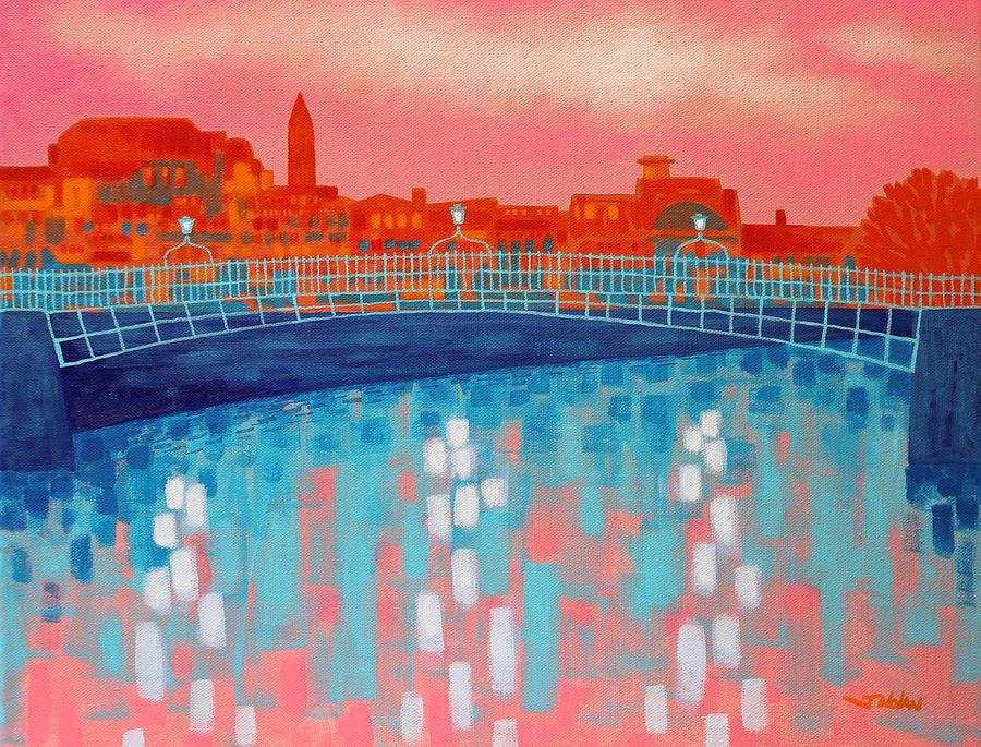 Ha Penny Bridge Dublin City Painting by John  Nolan