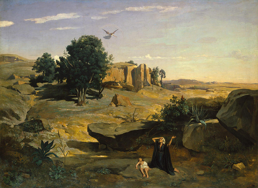 Jean-baptiste-camille Corot Painting - Hagar in the Wilderness  #1 by Jean Baptiste Camille Corot
