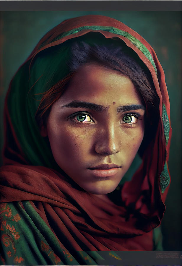 half  body  portrait  of  beautiful  Indonesian  youn by Asar Studios Painting
