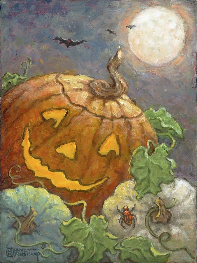 Halloween II #1 Painting by Janet Kruskamp
