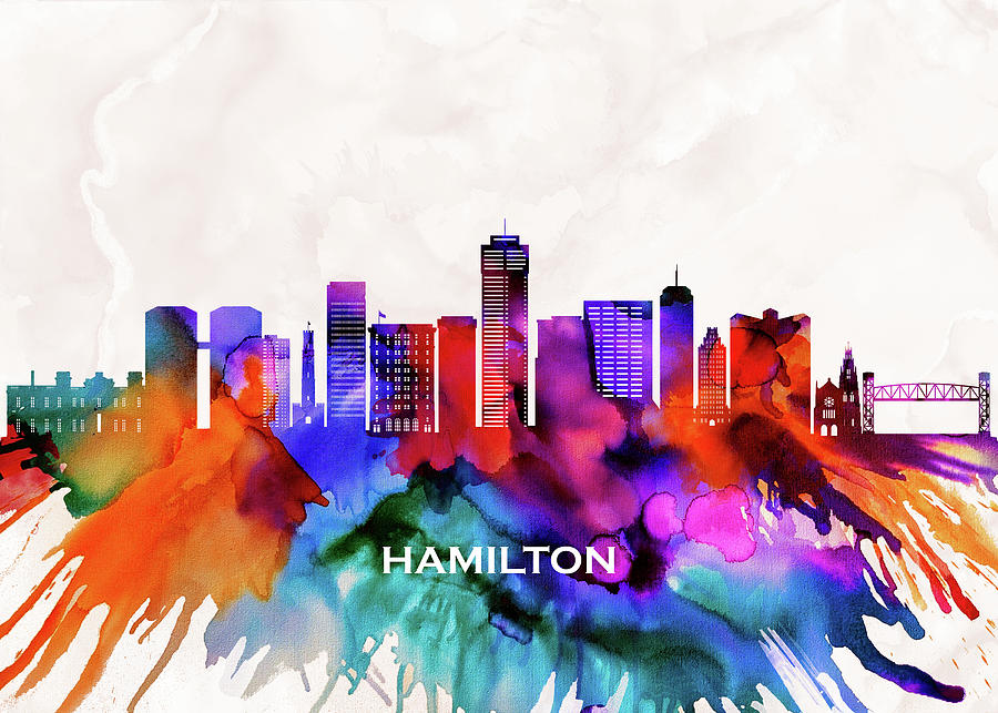 Hamilton Skyline #1 Mixed Media by NextWay Art