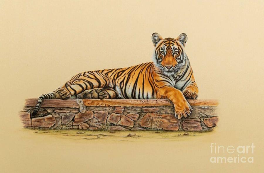 handmade Tiger painting on canvas  #2 Painting by Manish Vaishnav