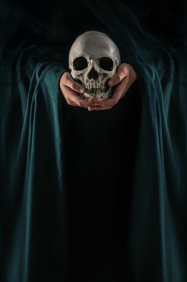 Skull Photograph - Hands Holding Skull #1 by Carlos Caetano