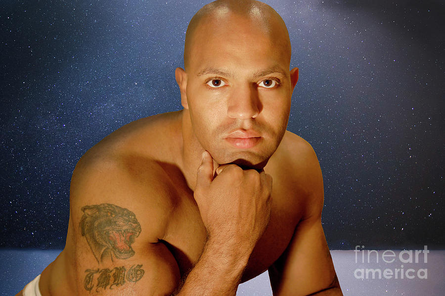 Handsome bald black muscular man poses for a head shot.  #1 Photograph by Gunther Allen