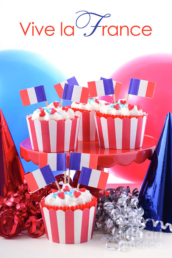 Cake Photograph - Happy Bastille Day cupcakes.  #1 by Milleflore Images