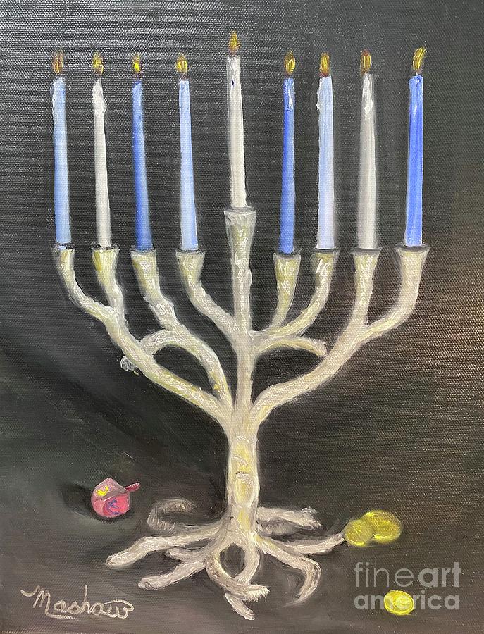 Happy Chanukah  #1 Painting by Sheila Mashaw