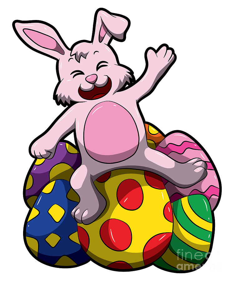 Happy Easter Bunny Lays On Colored Eggs Digital Art by Mister Tee ...