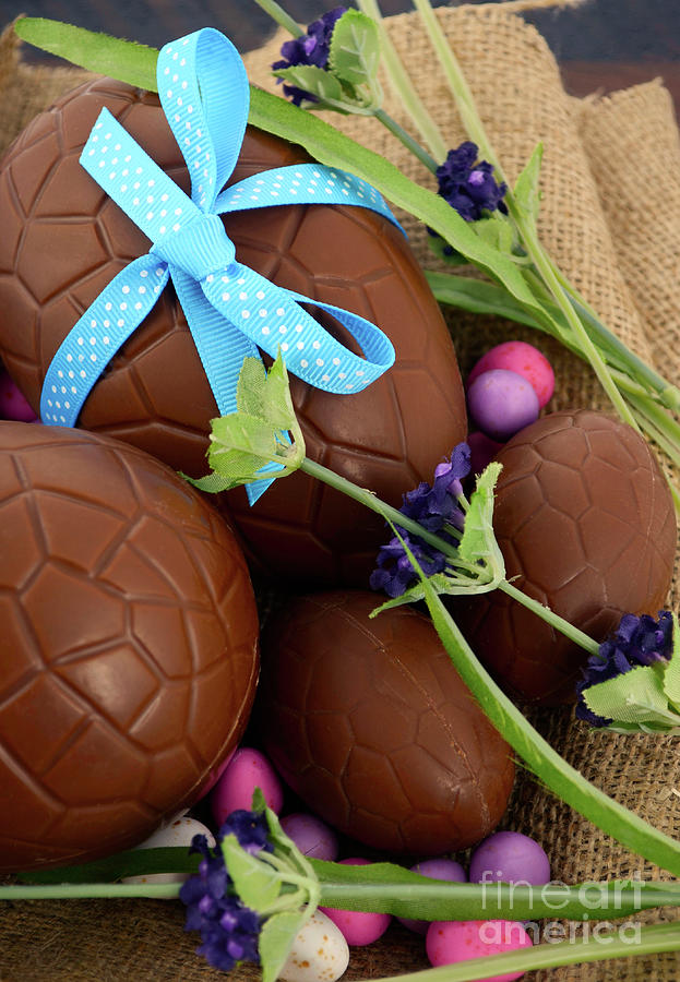 Happy Easter chocolate eggs  #1 Photograph by Milleflore Images