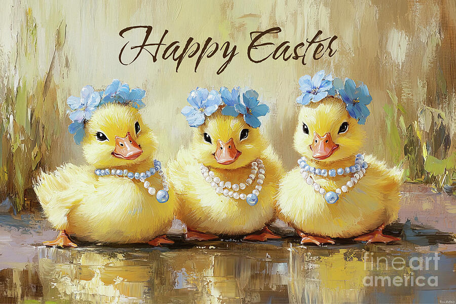 Happy Easter Ducklings #1 Painting by Tina LeCour Happy Easter Ducklings #1 Painting by Tina LeCour