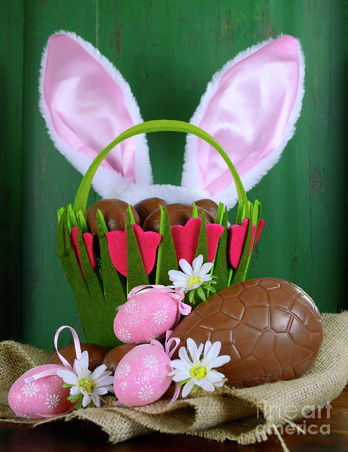 Happy Easter green background #1 Photograph by Milleflore Images