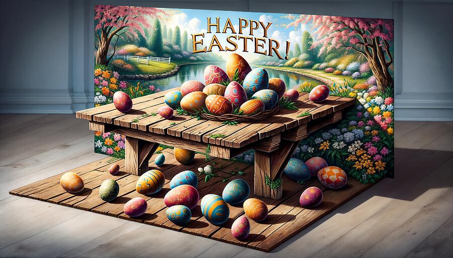 Easter Digital Art - Happy Eastern - Greeting card #1 by Black Papaver