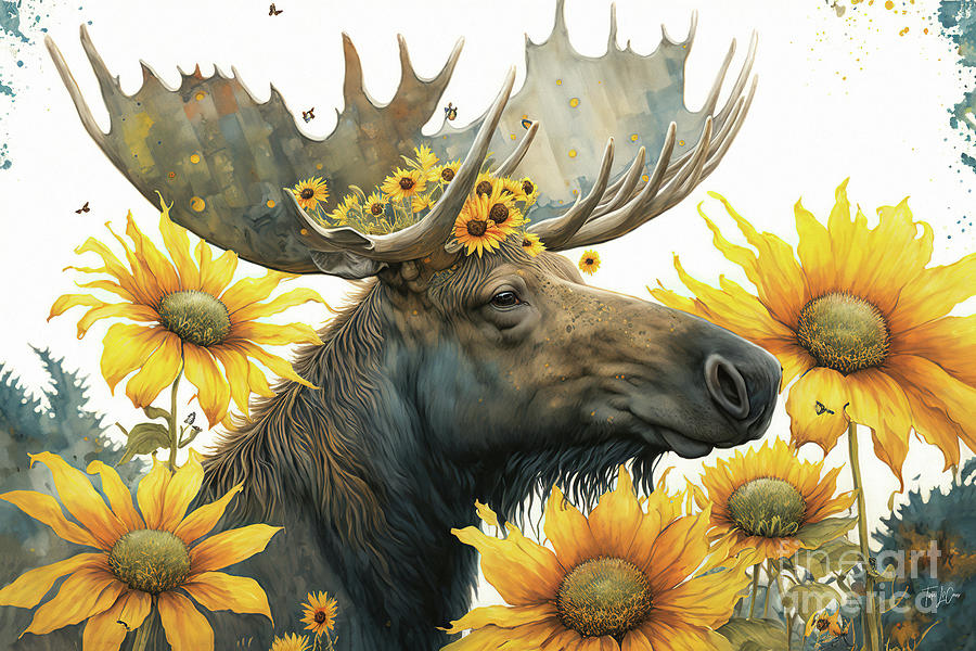 Yellowstone National Park Painting - Happy In The Sunflowers #1 by Tina LeCour