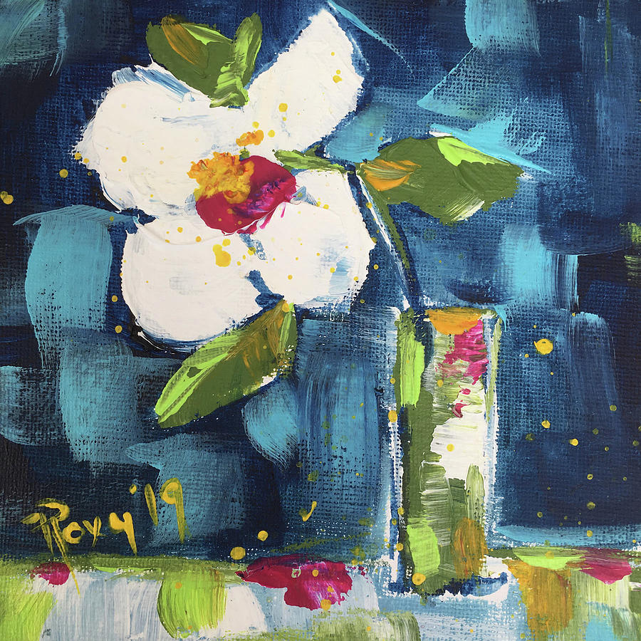 Happy Little Gardenia Painting by Roxy Rich